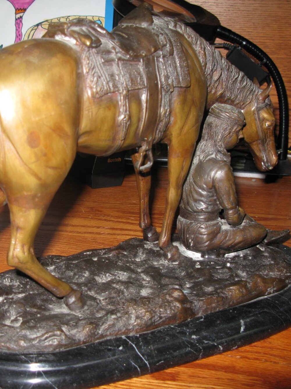 Bronze Original Cast "A Younge Rider At Rest" on Marble Base